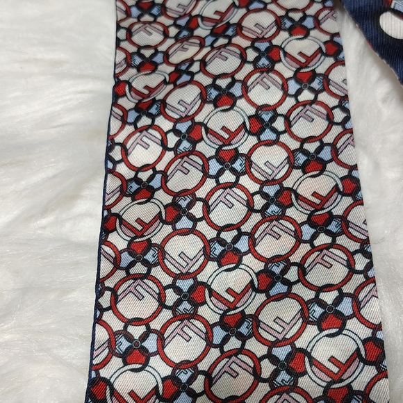 Reversible Coral & Gray Bird & Flower Print Twilly Narrow Tie Scarf - Picture 3 of 4